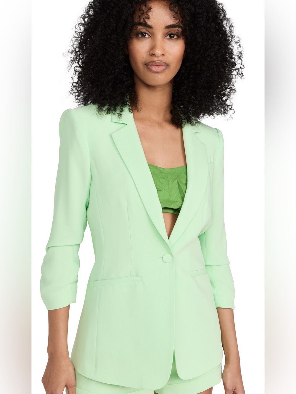 NWT Cinq à Sept Khloe Crepe Blazer In Green Papaya size 10